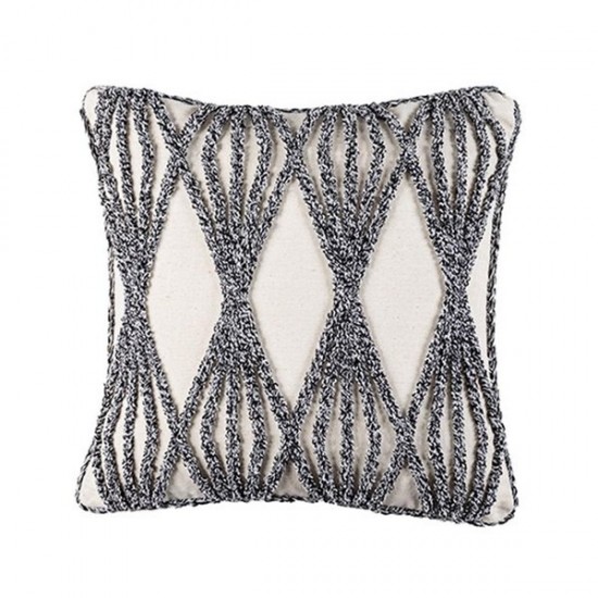 Modern Minimalist Lumbar Throw Pillow for Case Moroccan Boho Woven Tufted Gray Cream