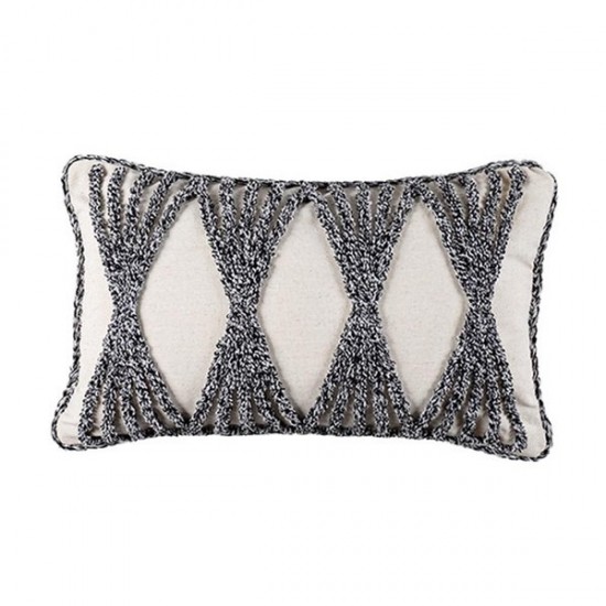 Modern Minimalist Lumbar Throw Pillow for Case Moroccan Boho Woven Tufted Gray Cream