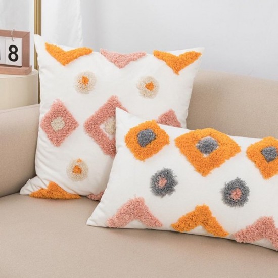 Bohemian Nordic Geometric Throw Pillow for Case Morocco Woven Tufted Irregular Twist