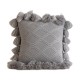 Nordic Moroccan Knitted Throw Pillow for Case with Pompoms Tassel Boho Striped Cable Knit