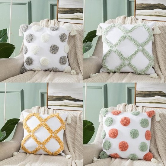 Boho Tufted Decorative Throw Pillow Cover Modern Soft Cushion for Case for Couch