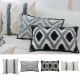 Tufted Boho Throw Pillow Cover Morocco Decorative Geometric Stripes Cushion for