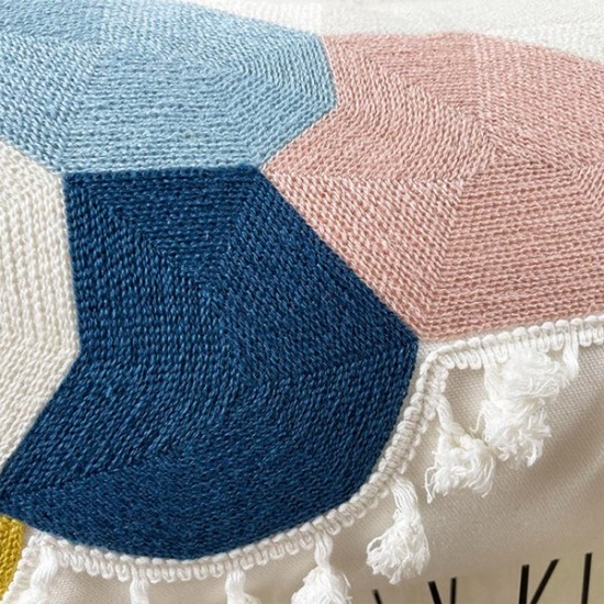 Tufted Pillow Cover Embroidered Simple Geometry Throw Pillow Covers for Home Office