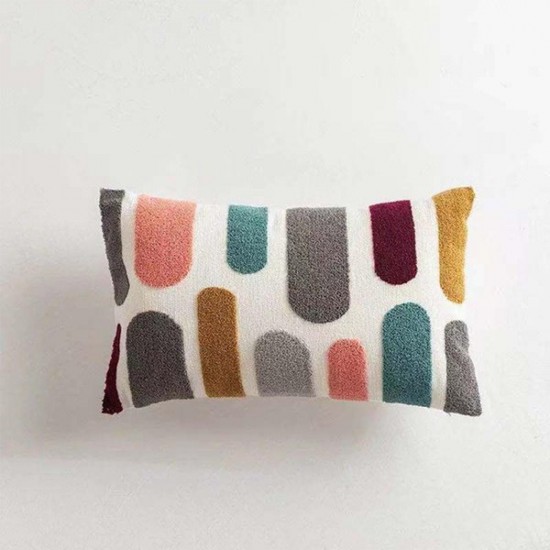 Tufted Pillow Cover Embroidered Simple Geometry Throw Pillow Covers for Home Office