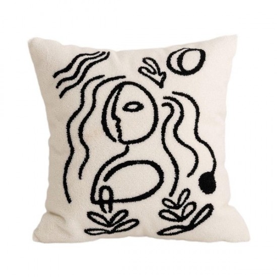 Tufted Throw Pillow for Case Morocan Abstract Geometric Embroidery Cushion Cover