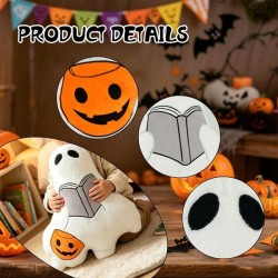 Reading Figure Specter Pillow with Soft Fabric and Bucket Detail, Filled Throw Pillow for