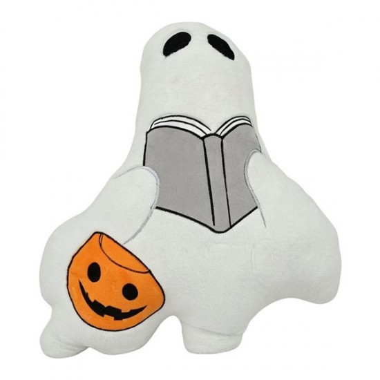 Reading Figure Specter Pillow with Soft Fabric and Bucket Detail, Filled Throw Pillow for